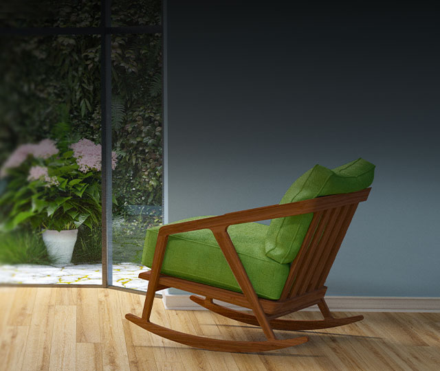 Green chair interior